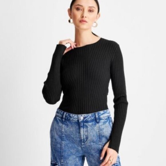 NWT Future Collective Black Twisted Back Sweater Modern Minimalist Retro - Picture 2 of 6